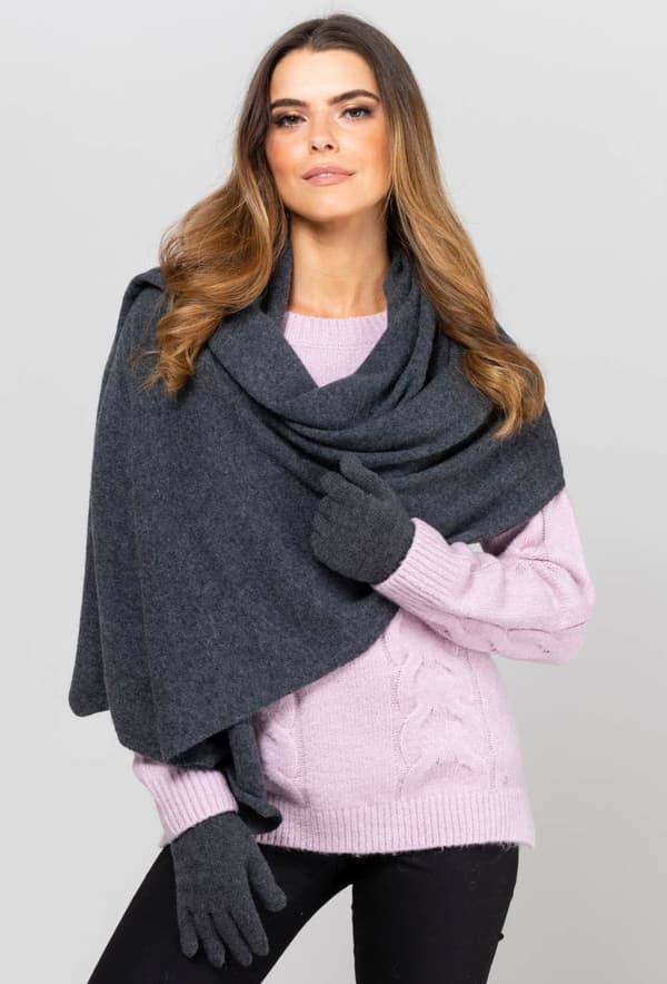 SCARF*01 dame vintertørklæde grafitfarvet