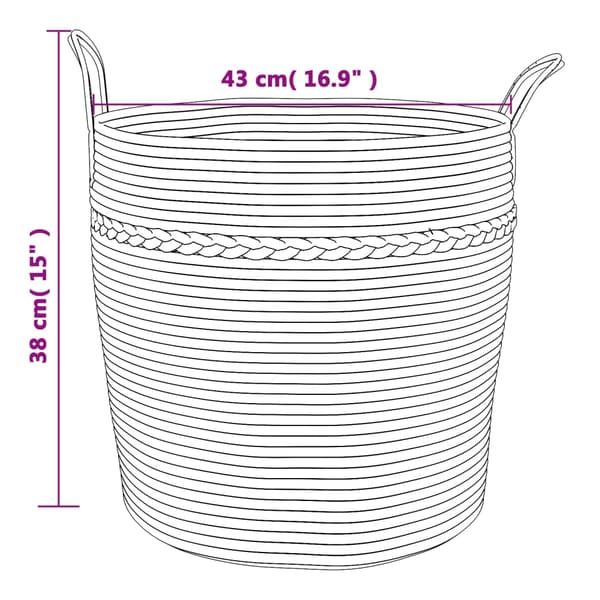 vidaXL Förvaringskorg grå och vit Ø43x38 cm bomull