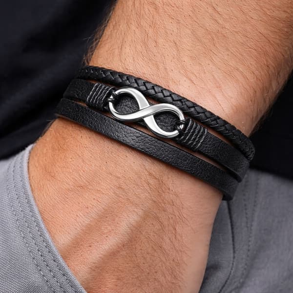 HERRLÄDERARMBAND, Flätat, Elegant, Present till en man