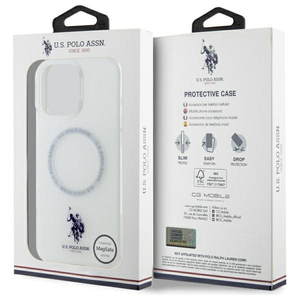 US Polo IML Ring MagSafe-etui til iPhone 16 Pro Max, hvidt