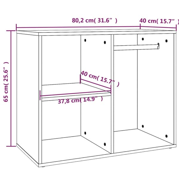 vidaXL skab brunt egetræ 80x40x65 cm træbaseret materiale