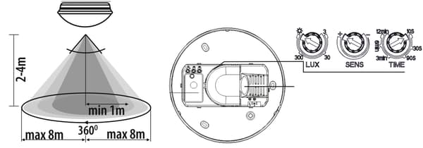 MARIN E27 Taklampa med Mikrovågsrörelsesensor