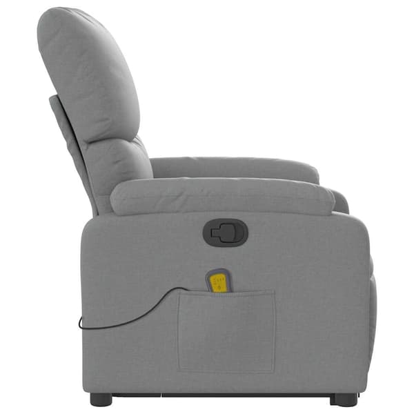 vidaXL Lyftbar massagefåtölj ljusgrå tyg