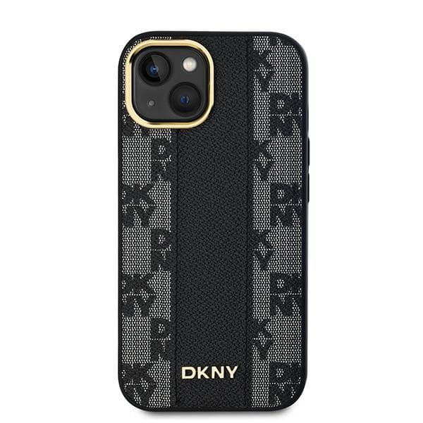 DKNY MagSafe-cover med ternet monogrammønster til iPhone 14, sort