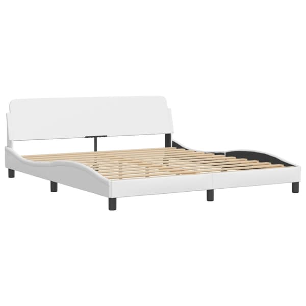 vidaXL Sängram med LED vit 180x200 cm konstläder