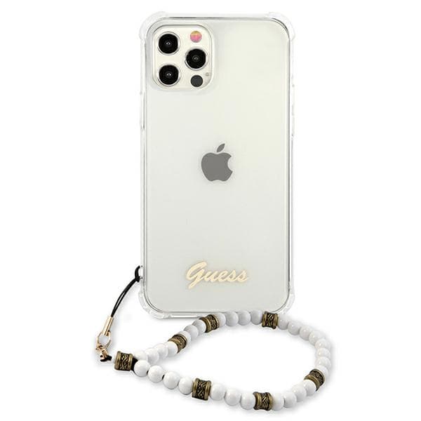 Guess White Pearl-etui til iPhone 12/12 Pro, Gennemsigtig