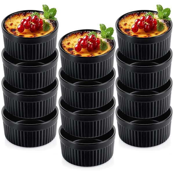 Bageskåle keramiske sorte 260 ml 12 stk.