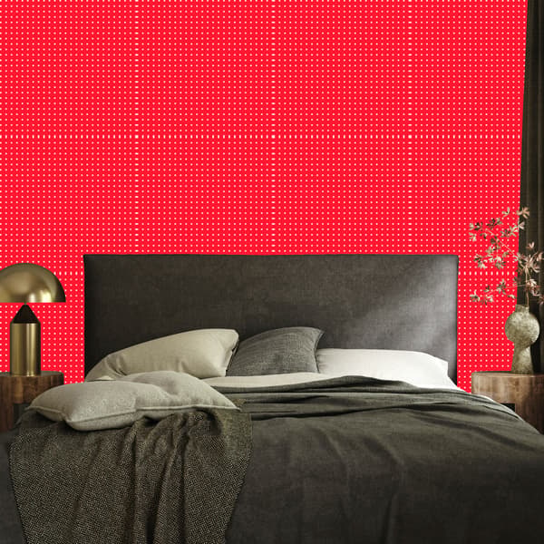 Dots-tapetti, punainen tausta, punainen keskusta, 50x1000 cm