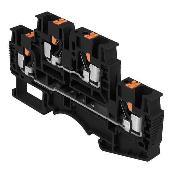 Sort 4mm2 2-niveau 4-leder klemrække