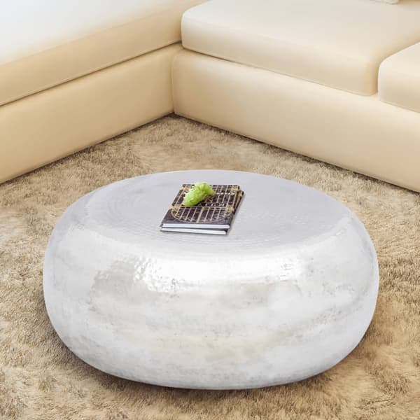 vidaXL Soffbord i hamrad aluminium silver