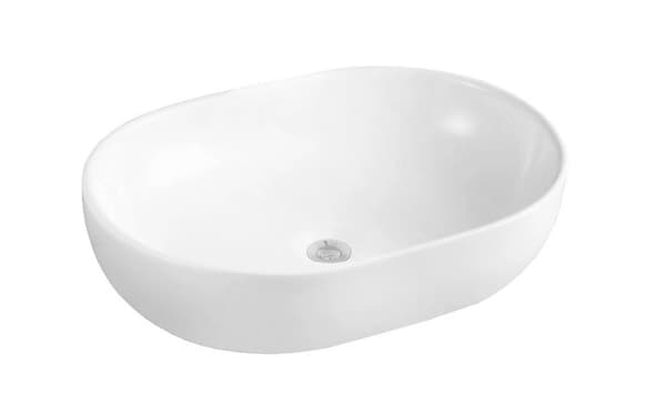 Hvid, oval bordvask