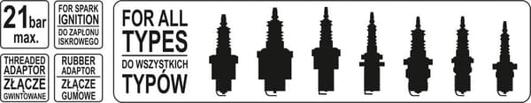 Kompressionstrycksmätare, adaptersats YT-7302 YATO