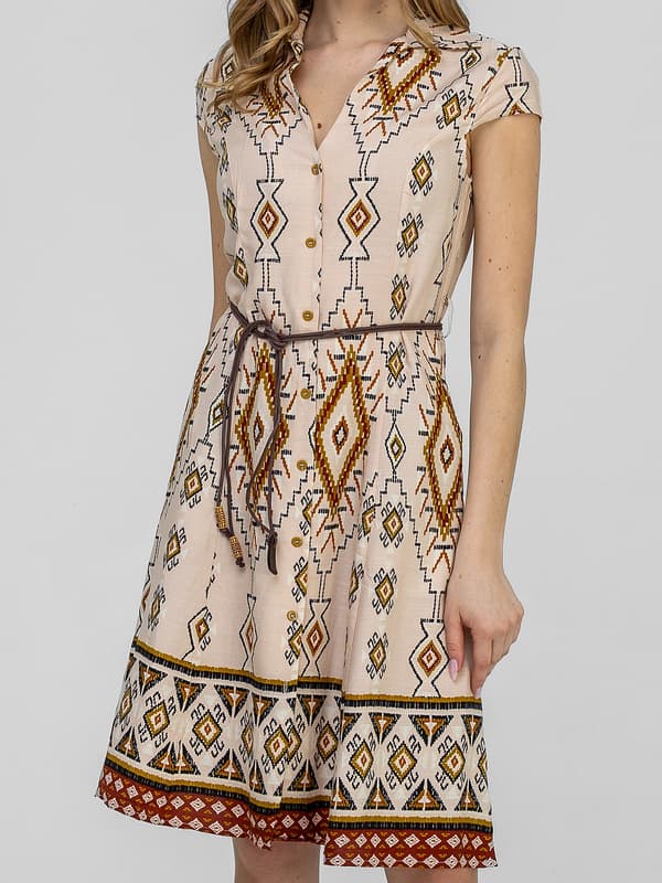KVINDEBOHO-STIL MIDI-KJOLE MED PRINT