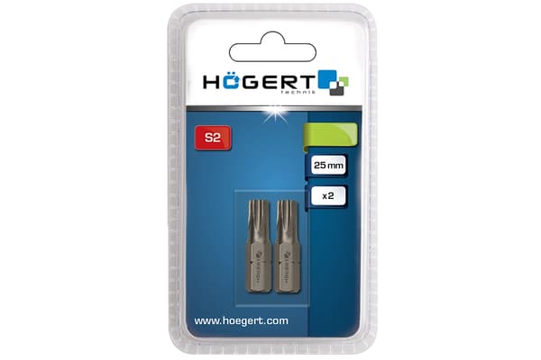 Skruetrækkerbits Skruetrækkerbits Torx T20 bits 25 mm S2 stål 2 stk.