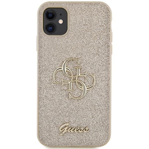 Guess Glitter Script Big 4G cover til iPhone 11 / Xr, guld