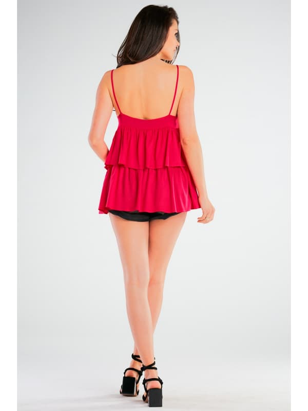 Sommarblus med lös passform, fuchsia L/XL