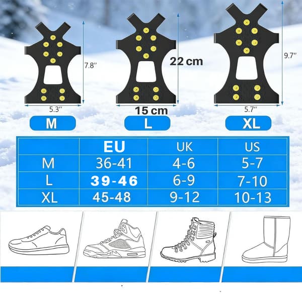 Skospikar Universal 10 tänder Vinter 39-46 EU L Turist