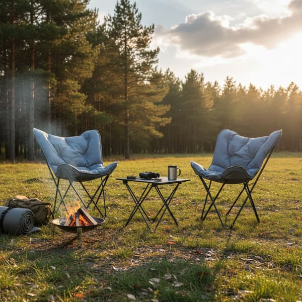 Campingset med möbler: 2 stolar + bord