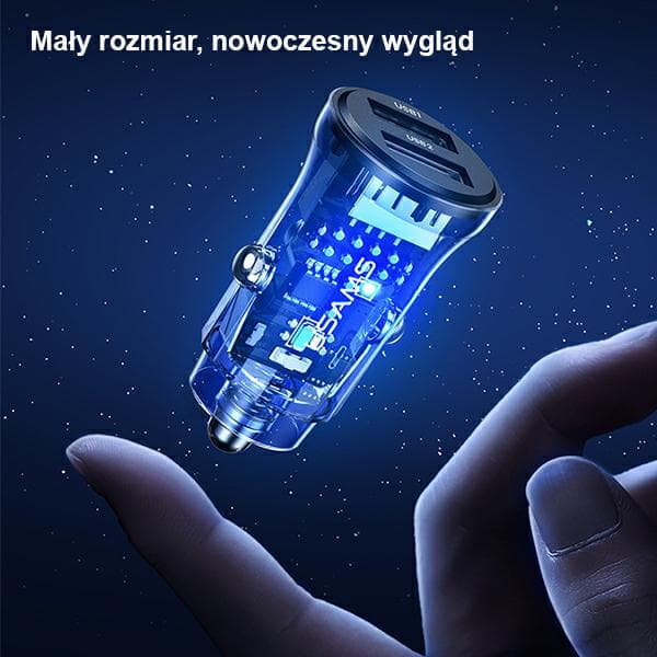 USAMS C31 3A 2xUSB-A Snabbladdande Billaddare Blå