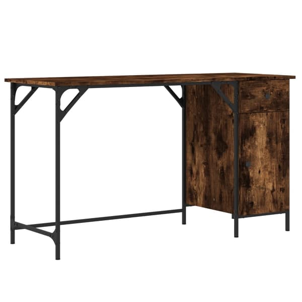 vidaXL computerbord, røget eg, 131x48x75 cm