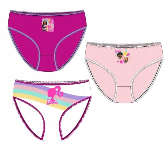 Barbie flicktrosor 3-pack bomull 9/10 år
