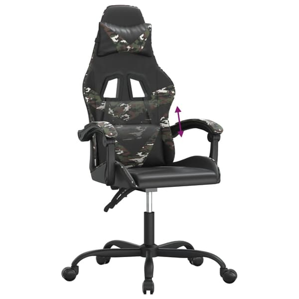 vidaXL gamingstol, sort og camouflage, kunstlæder