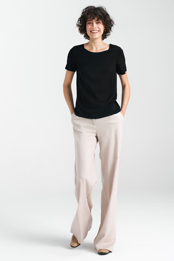 Basis kortærmet bluse - sort 36