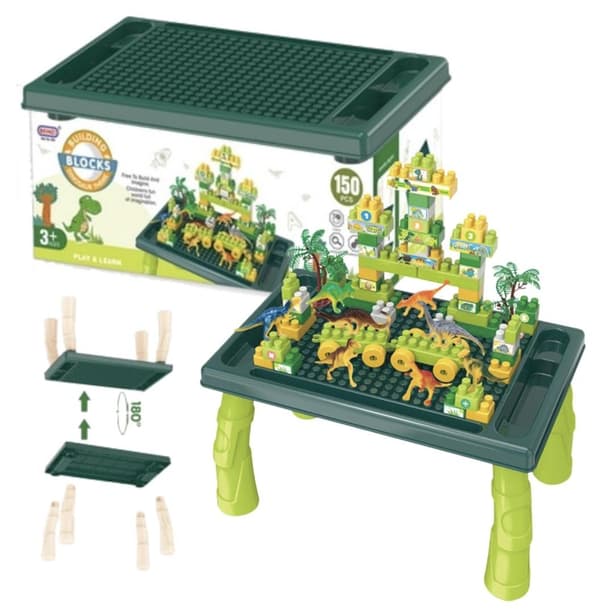 Barnbord med dinosaurieklossar