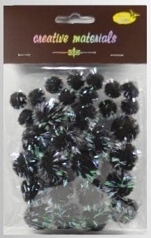 Glitter mustat pompomit 15x25mm 30kpl