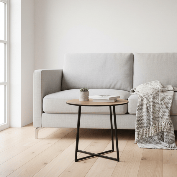 Loft musta pyöreä sivupöytä