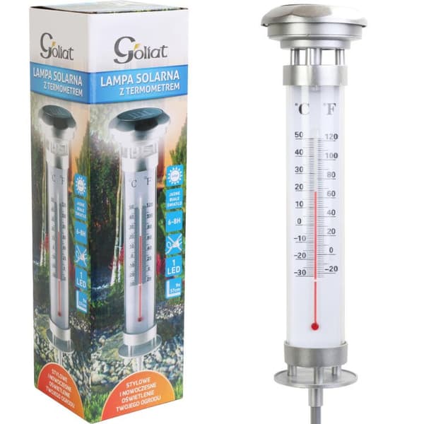 GOLIAT LED-belyst solcellet havetermometer