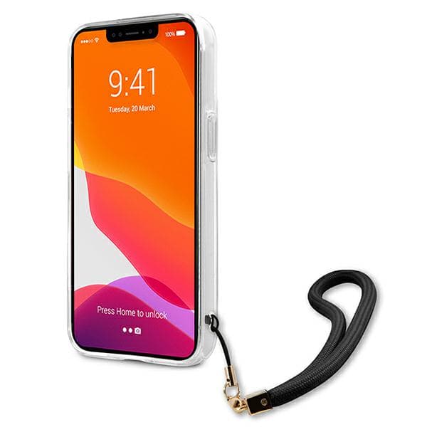 Guess Camo Strap Collection -kotelo iPhone 13 Pro Maxille, musta