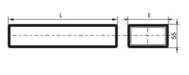 Platt rektangulär kabel-TV-ventilationskanal 110x55mm 1m vit