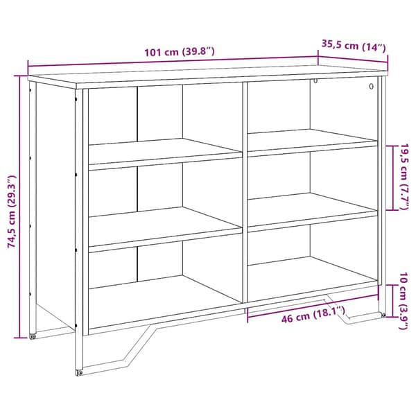 vidaXL skab, sort, 101x35,5x74,5 cm, træbaseret materiale
