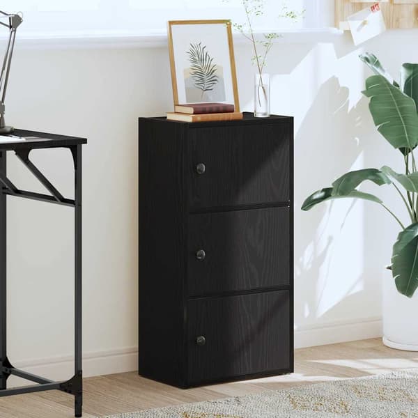 vidaXL bogreol sort egetræ 40x24x77 cm
