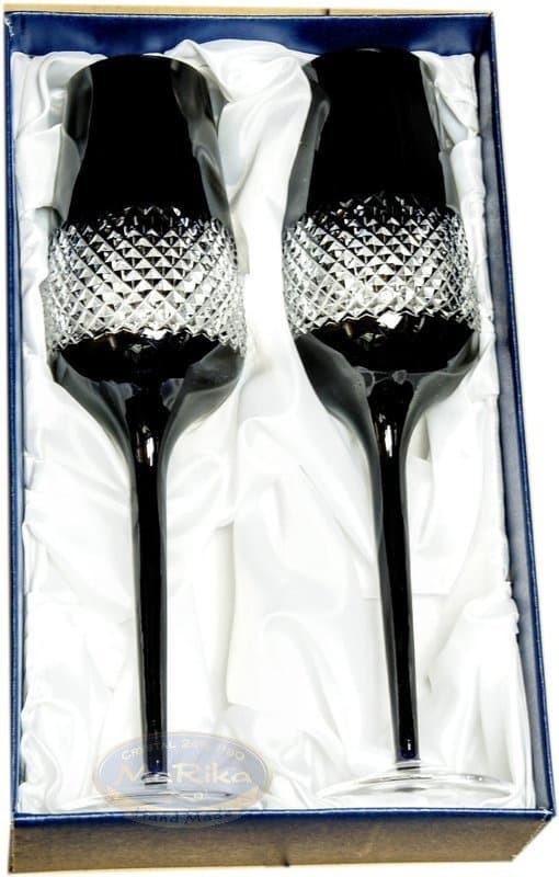 Sorte krystal champagneglas, 2 stk.