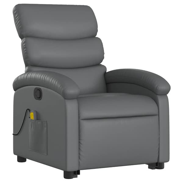 vidaXL Lyftbar massagefåtölj, grå, konstläder
