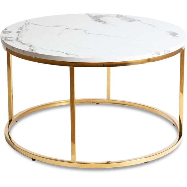 CLIFF MAX Soffbord 80 cm Vit Marmor/Guld Modern Glamour