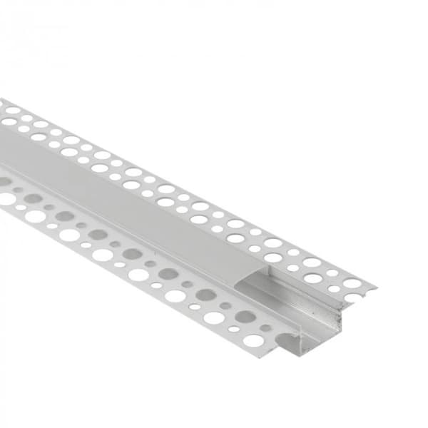 Infälld profil för LED-remsor, vit, + frostat lock, 1m Ecolight-ändstycken