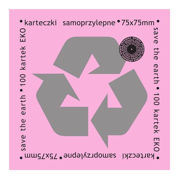 Øko-selv notesblok 75x75mm 100K lyserød