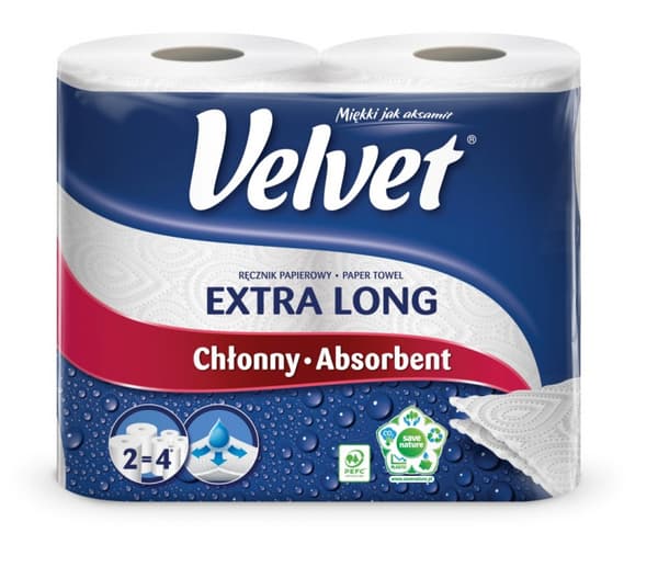 Sammetshandduk Ectra lång vit 2 rullar 90LIS 8828