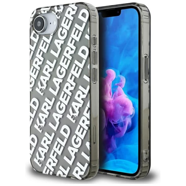 Karl Lagerfeld IML Repeat Logo-cover til iPhone 16e, sølv