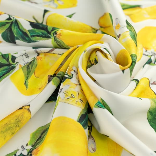 Citronmönster sidenchiffongtyg