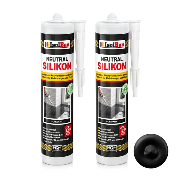 IsolBau Neutral Silikone Sort Neutralsilikone 2 x 300ml