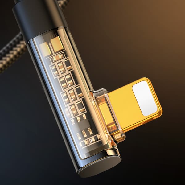 Vinklet iPhone Lightning til USB opladnings- og dataoverførselskabel 2.4A 1.2m sort
