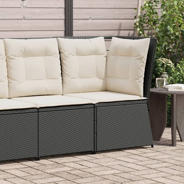vidaXL hjørnesofamodul med hynder, sort, polyrattan