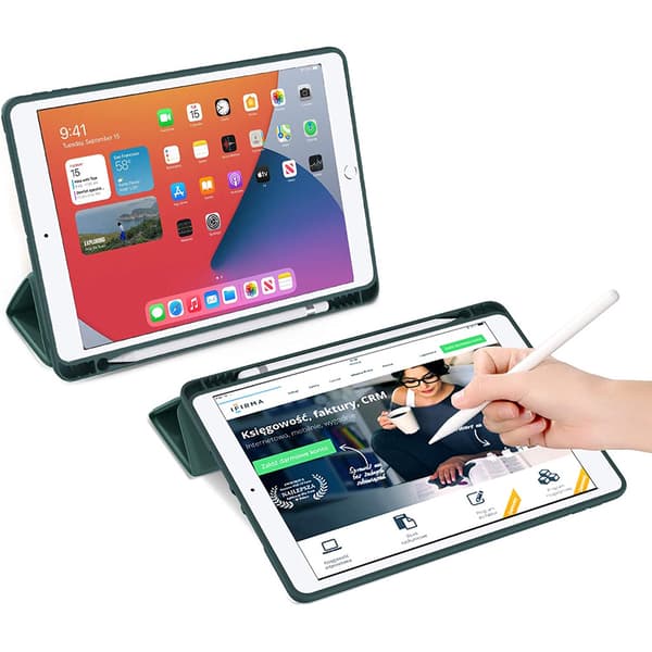 Fodral för iPad 10.2" 2021/2020/2019 (9:e/8:e/7:e generationen), med stylushållare, Grön