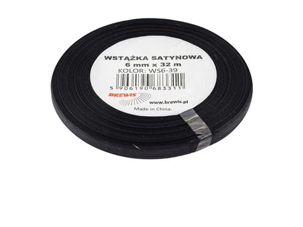 Svart satinband 6mmx32m