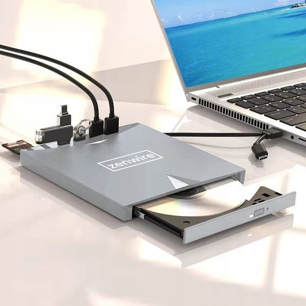 DVD-enhet Silver typ C/USB 3.0 2-i-1-hubb H61