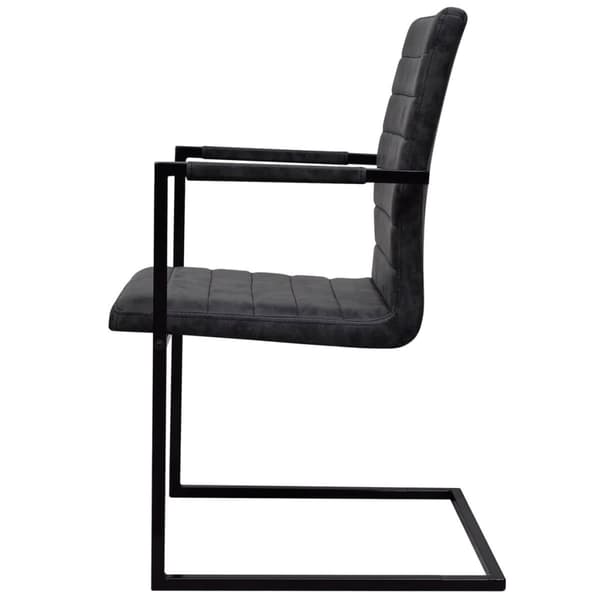vidaXL Cantilever spisestole, sæt med 2, sort, kunstlæder